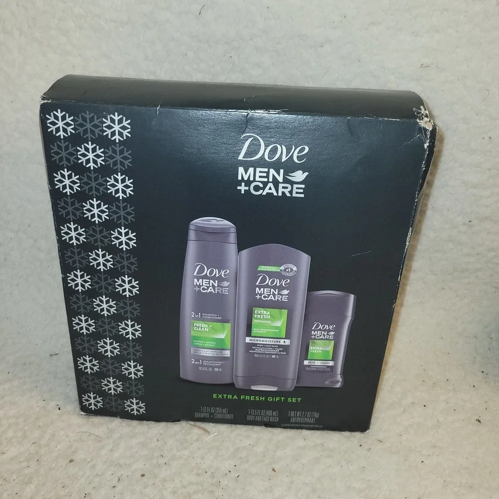 Dove Men+Care Extra Fresh Gift Set 3pc New Sealed Damaged Box Holiday